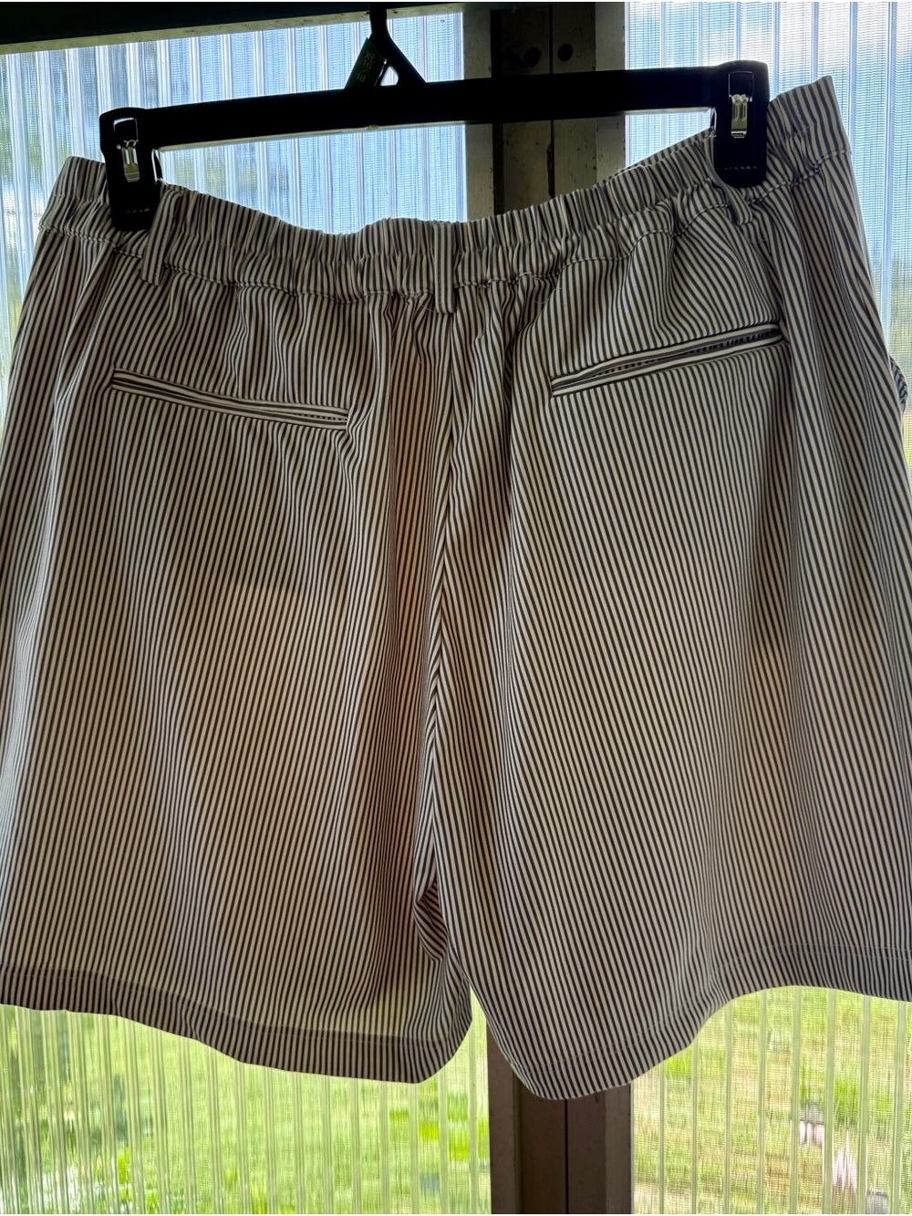 Striped Blue and White Bermuda Shorts - Casual Tailored Fit - Picture 2 of 4